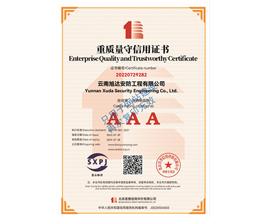 重質量守信用證書